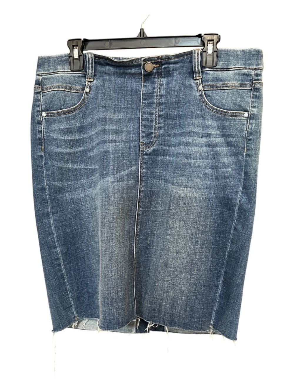 EUC Liverpool Los Angeles Stretch Denim Raw Hem Skirt | Size 12